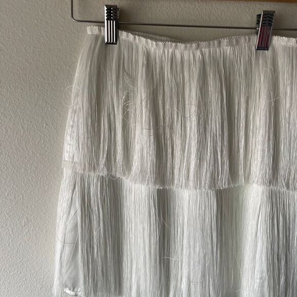 NWT 12th Tribe Viva Forever White Fringe Mini Skirt - Picture 3 of 7